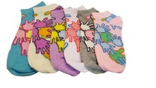 New Mixed Lot 6 Pair's Women Novelty Hand Printed Low Cut Ped Socks SZ 9-11