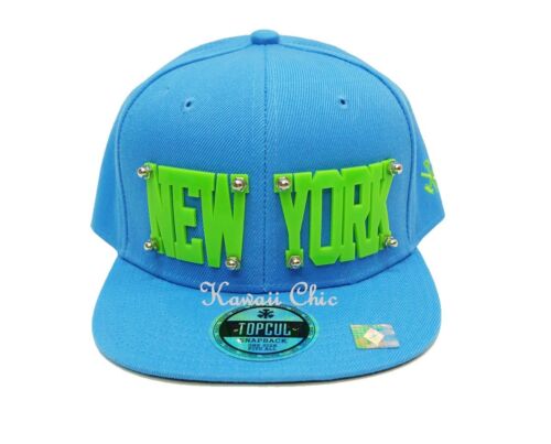 TopCul Blue New York 3D Logo Bolt Screw Snapback Baseball Cap Men's Hat - Afbeelding 1 van 3