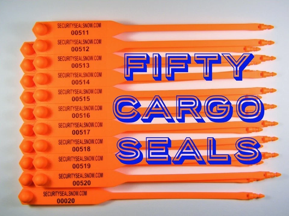SECURITYSEALSNOW HIGH-VISIBILITY DAYGLO-ORANGE CARGO SECURITY SEALS == ALL THE RIGHT FEATURES