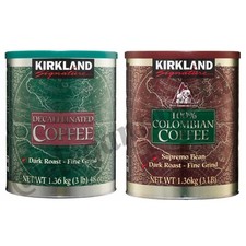 Kirkland Signature Fine Ground Coffee 100 Colombian SUPREMO or DECAF DARK ROAST