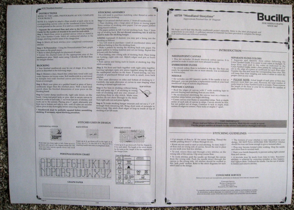 Bucilla Needlepoint Stocking WOODLAND STORYTIME PATTERN & COLOR PIC ONLY,60759 - Image 3 of 3