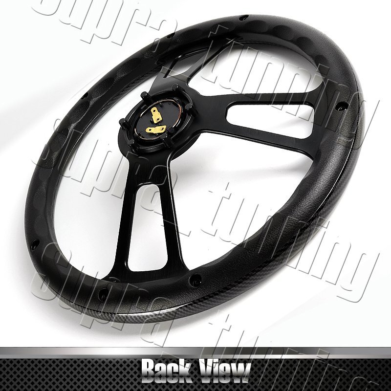 13.5" WPower Carbon Fiber Look Grip 6Hole Black 3Spoke Vintage