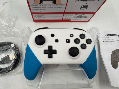 Controller for Nintendo Switch Pro White blue NEW UK - Afbeelding 2 van 9