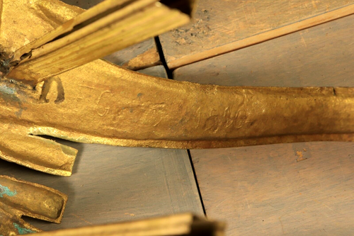 Antica COPPIA francese ottone dorato bronzo tenda cravatta schienale asta ganci stile impero - Foto 12 di 15