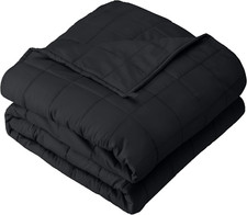 Luxurious 7Lb Weighted Blanket - 100 Cotton, Non-Toxic Glass Beads, Black
