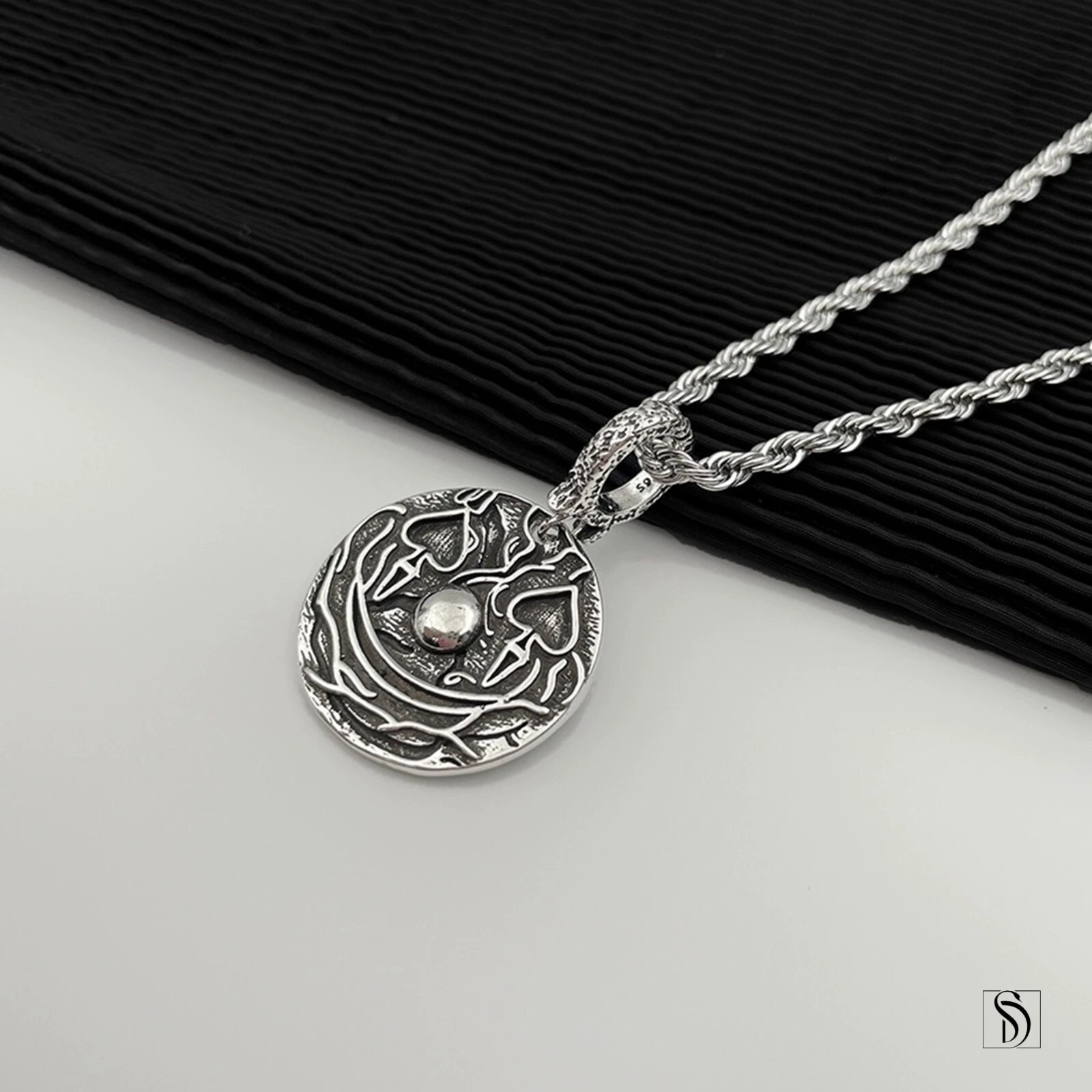 Collier pendentif double face visage visage de clown argent, accessoire bijoux de cirque