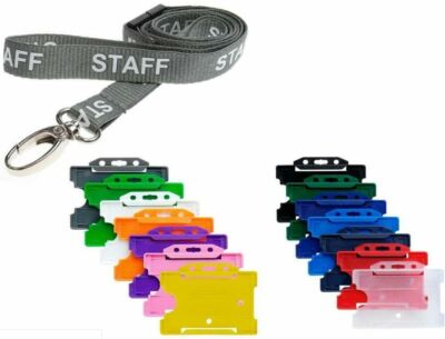 Personal Schlüsselband grau Metall mit Farbwahl Ausweis Pass Ausweis Halter - KOSTENLOSER VERSAND