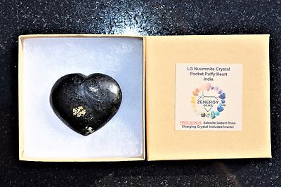 [1] Starburst Flash Nuummite Crystal Puffy Heart / Palm Stone ZENERGY GEMS 