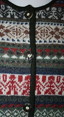 Blue Seven Green Brown Red Nordic Wool Cardigan Sweater Antler 