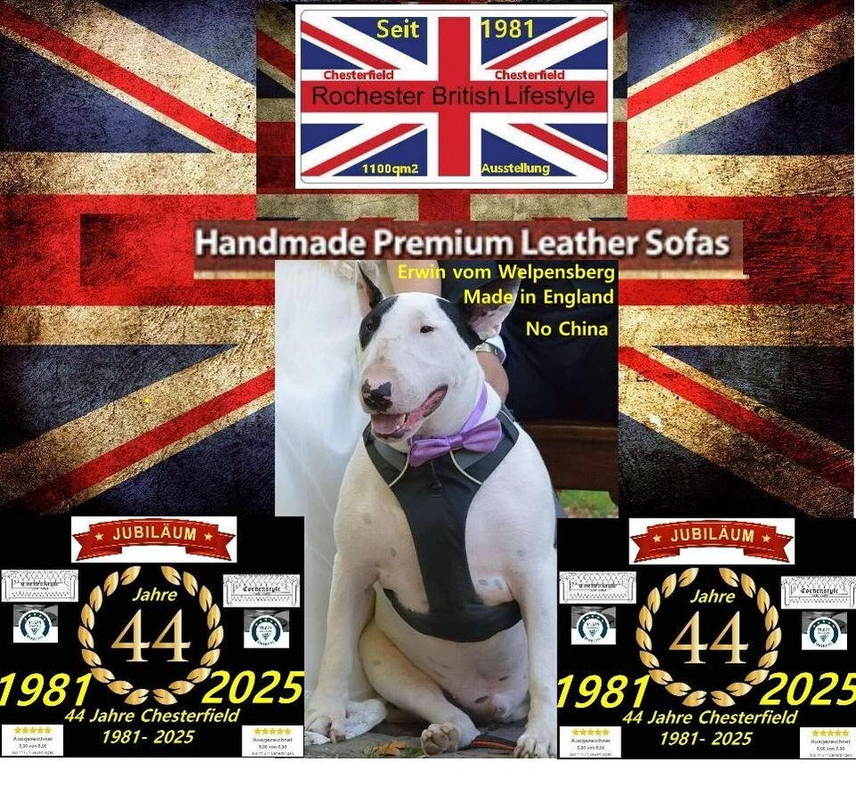 Chesterfield  Claridge 3 Sitz Luxus Rinder Narben leder Sofa Luxus Echt leder - Bild 4 von 4