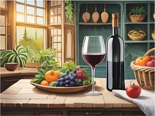 Tile Mural Wine Tasting Vegetables Fruits Kitchen Wall Backsplash Marble Ceramic