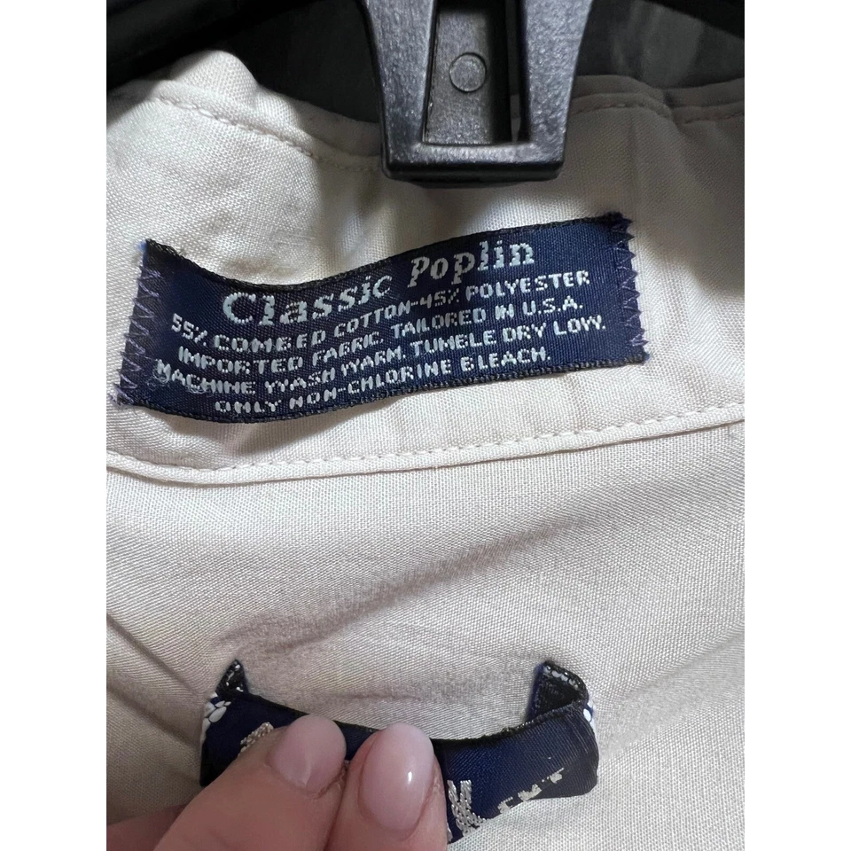 Camisa de vestir Peter Kent Miami abotonada clásica de popelina beige 18-33 grande Foto 4 de 4