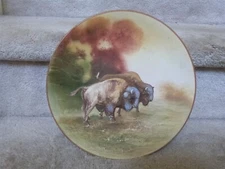 VTG Hand Painted NIPPON Wall Plaque Plate BISON BUFFALO Wild Life Series 10.5"