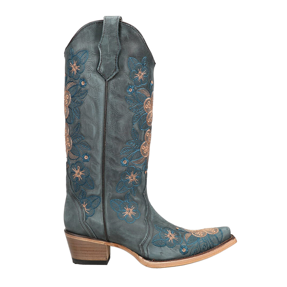 Женская ковбойка Circle G by Corral с цветочной вышивкой и острым носком, синяя Casua