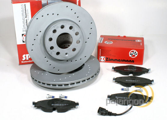 FüR VW Golf 7 VII - Zimmermann Sport Bremsscheiben Gelocht BremsbeläGe FüR Vorne-image