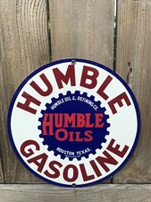 Humble Texas gasoline  Oil Oils vintage Round Metal sign Reproduction