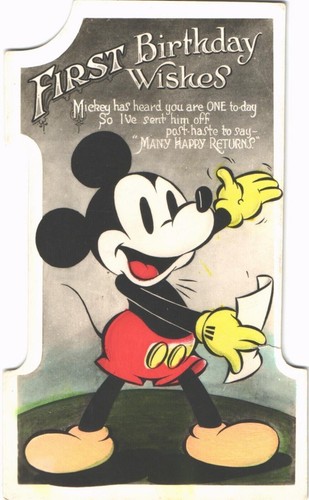 Disney Mickey Mouse Cut-Out Number 1 by Valentine's. First Birthday Wishes.  - Picture 1 of 2