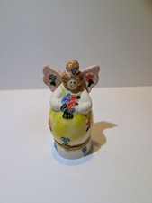Vintage Trinket Box Tooth Fairy/godmother/Angel Figurine Ceramic Hinged Lid