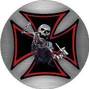 Skeleton Maltese Cross Sticker Decal
