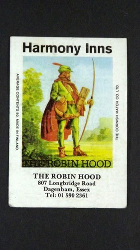 Matchbox Label Pub The Robin Hood Dagenham Essex MQ893