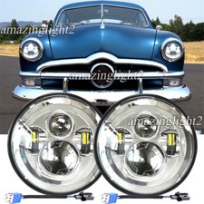 Pair 7 Round Led Headlights Fit Ford Custom 1949 1950 1951 1952 1953 1954-1957