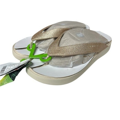 NWTCROCS Getaway Glitter Gold Flip Flops 7 - Picture 3 of 7