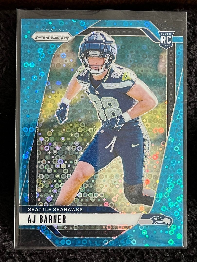 2024 PRIZM BLUE DISCO /99 ROOKIE AJ BARNER SEAHAWKS