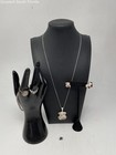 Silver Stamped/Unstamped Chain-Pendant-Bracelet-Earrings-Rings (6 Pcs) 33.5g — photo 1