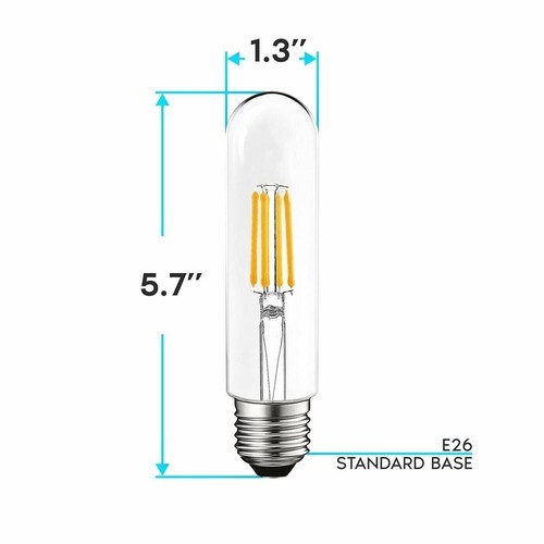 Luxrite T10 LED Tubular Edison Light Bulb 5W=60W Soft White Damp Rated 3-Pack - Picture 5 of 7