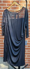 NWT Vince Camuto Size 20W Black Dress 3/4 Sleeve Lace/Mesh Knee Length