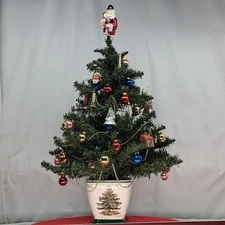 2004 SPODE Teleflora 24" Christmas Tree w/ SANTA Topper & Ornaments *No Lights*