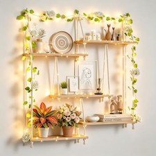 Macrame Wall Hanging Shelf - Five-Tier Rope Rack