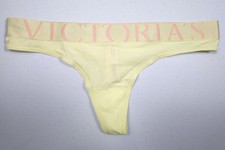 Victoria's Secret Exploded Logo Cotton Yellow Thong Panty. Size Small