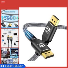 DisplayPort Cable 2.1 15FT 16K 60Hz 8K 120Hz 4K 240Hz 80Gbps Braided Nylon