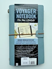 Blue Voyager Refillable Notebook Traveler's Journal Planner with blank inserts