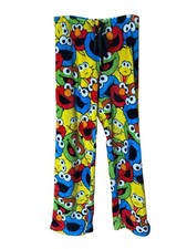 Sesame Street Fleece Pajama Pants M 8-10 Colorful Elmo Cookie Monster Big Bird P