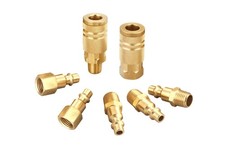 Air Hose Fittings Quick Connect, 1/4 Inch NPT  7 Piece,Brass, Air Coupler an...