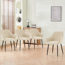 1/2/4X Dining Chairs Velvet Padded Seat Metal Legs High Back Chairs Kitchen