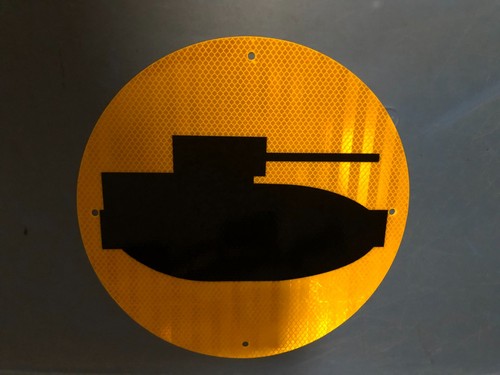 US Army ARMORED TANK Crossing Reflective Vinyl Warning Sign