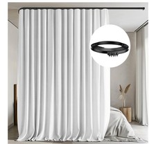 Room Divider Curtain With Flexible Ceiling Tracks Set, 120" H x 96" L - White