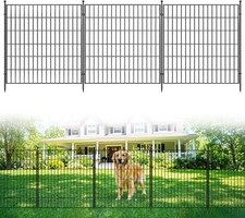 32" Metal Garden Fence No Dig Animal Barrier 10 Pack Outdoor Dog Fence Yard