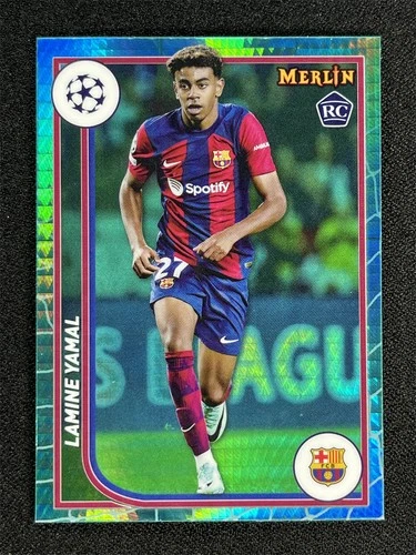 2023-24 Topps Merlin Chrome UEFA Lamine Yamal #27 Aqua Hyper Refractor Rookie RC