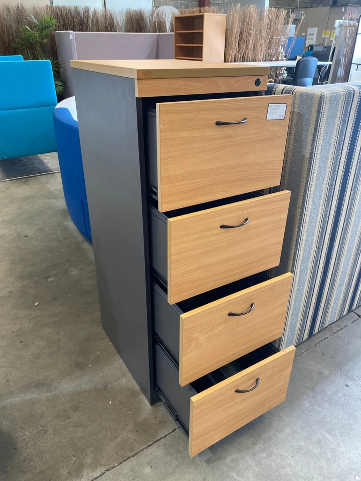 Timber Filing Cabinet 4 drawers no key 132H X 46W X60D - Salisbury - image 2 of 3