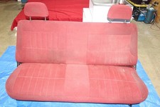 87-91 Ford F150 F250 F350 Truck Bench Seat Cloth Red Front W Headrests Clean