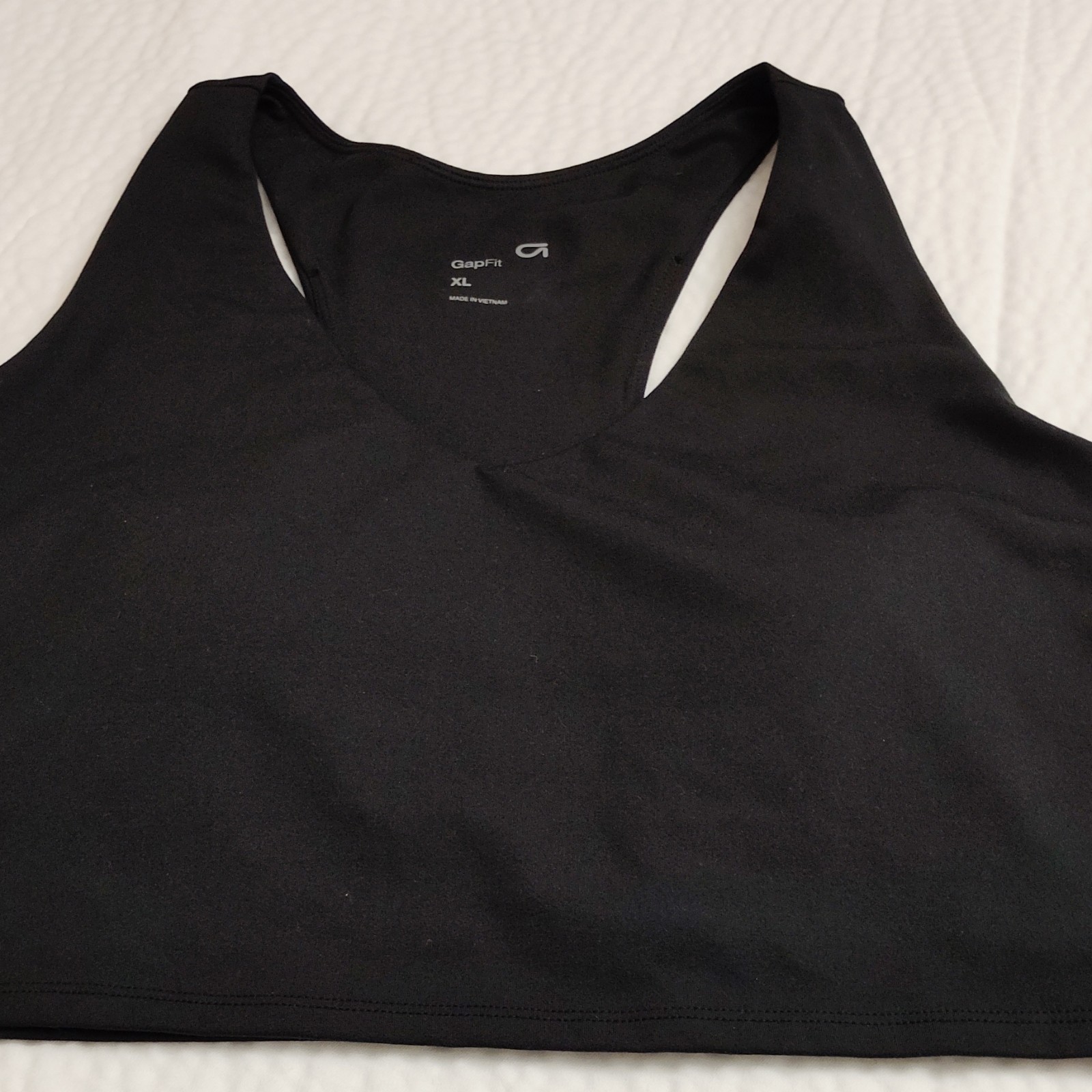 GapFit Women's Black Solid Racerback Sports Bra XL Wireless Pullover Logo