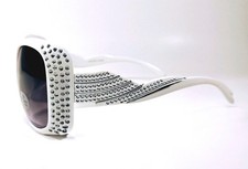 Rhinestone Butterfly Sunglasses W/ White Frame  Gradient Maroon PC Lenses