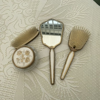 Vintage Regent of London besticktes Schminktisch-/Schminktisch-Set - 4-teilig sehr guter Zustand