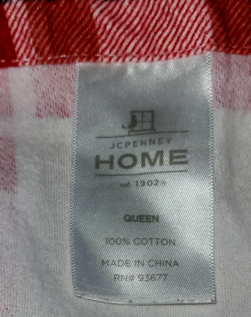 Juego de 4 PIEZAS JC PENNEY HOME Sábanas de Franela Queen Rojo a Cuadros Planas Ajustables y Estuches Foto 4 de 4