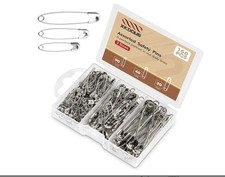 Safety Pins - 150 Pcs Assorted Sizes Silver Pins Bulk - Small Large Heavy Duty
