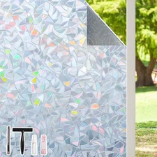 Privacy Window Film Stained Glass 3D Decorative Rainbow Window Tint Static Cl...